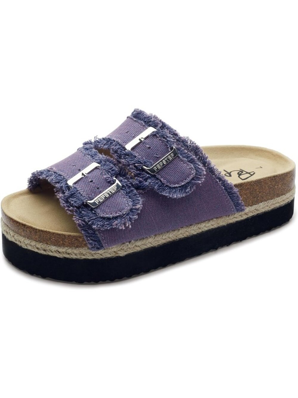 Women's Purple Soft Cork Foot bed and Strap Ladies Fashion Platform Slide